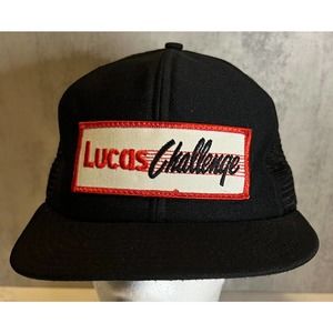 VTG Lucas Challenge Black Mesh Trucker Style Snapback Hat Made in USA